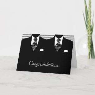 Mr and Mr Two Grooms Wedding Congratulations Card