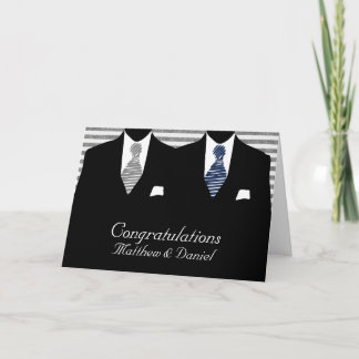 Mr and Mr Two Grooms Wedding Congratulations Card