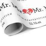 Mr and Mr Two Grooms Wedding Wrapping Paper<br><div class="desc">Mr and Mr Gay Wedding gift wrap paper .. perfect for the two grooms .. mister and mister personalized wrapping paper roll for the civil ceremony / wedding / anniversary from Ricaso</div>