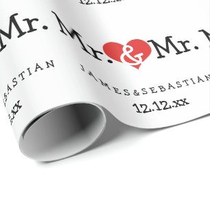 Mr and Mr Two Grooms Wedding Wrapping Paper