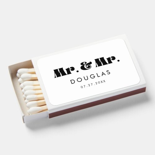 Mr and Mr Vintage retro script wedding Matchboxes