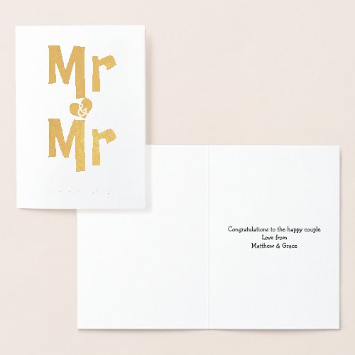 Mr And Mr Wedding Congratulations Foil Card