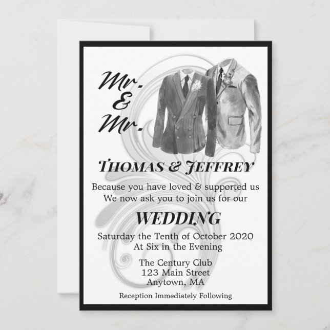 Mr and Mr Wedding Invitation (Front)