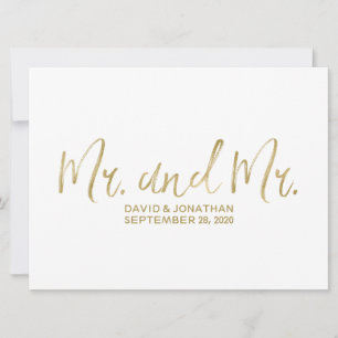 "Mr. and Mr." Wedding Sign Stylish Gold Gay