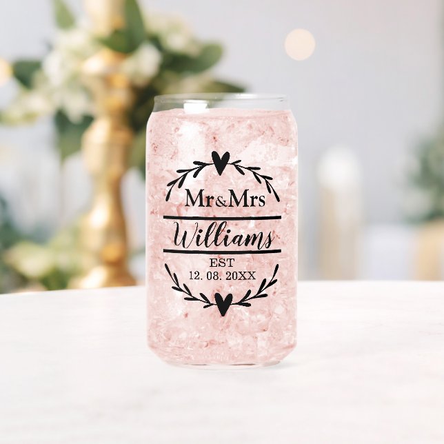 Mr And Mrs 1st Wedding Anniversary Family Name Est Can Glass (Insitu (Wedding))
