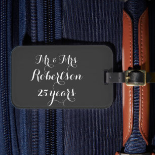 Mr and Mrs 25th wedding anniversary luggage tag