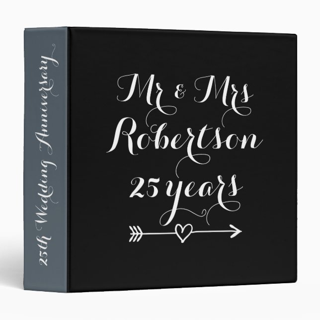 Mr and Mrs 25th wedding anniversary photo album 3 Ring Binder (Front/Spine)