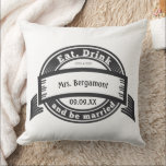 Mr. and Mrs. 2nd Wedding Anniversary is Cotton Throw Pillow<br><div class="desc">Mr. and Mrs. Wedding Anniversary Pillow. Vintage Modern Black and White Wedding Anniversary Gifts. Bristol Style Aesthetic Wedding 2nd Anniversary Gifts. Boho Bohemian English Cottagecore 2nd Wedding Anniversary Pillow. You can Personalize this Beautiful Elegant Vintage Elements Pillow to say anything you like. For the Bride or get two one that...</div>