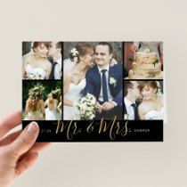 Mr. and Mrs. 5 Photo Wedding Thank You Card