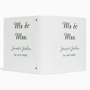 Mr and Mrs add name est. Date year wedding couple 3 Ring Binder