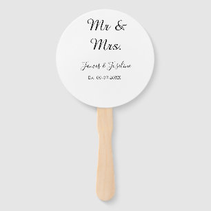 Mr and Mrs add name est. Date year wedding couple Hand Fan
