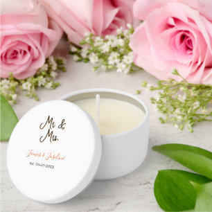 Mr and Mrs add name est. Date year wedding couple Mini Candle Favors