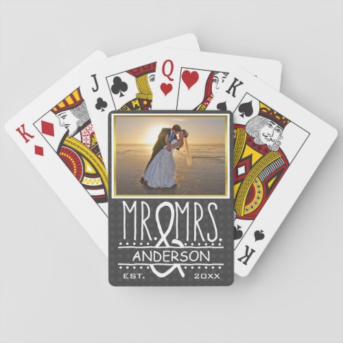 Mr and Mrs Ampersand Personalized Wedding Photo Playing Cards