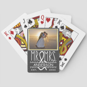 Mr and Mrs Ampersand Personalized Wedding Photo Poker Cards