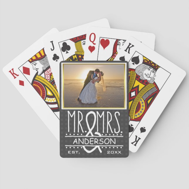 Mr and Mrs Ampersand Personalized Wedding Photo Poker Cards (Back)