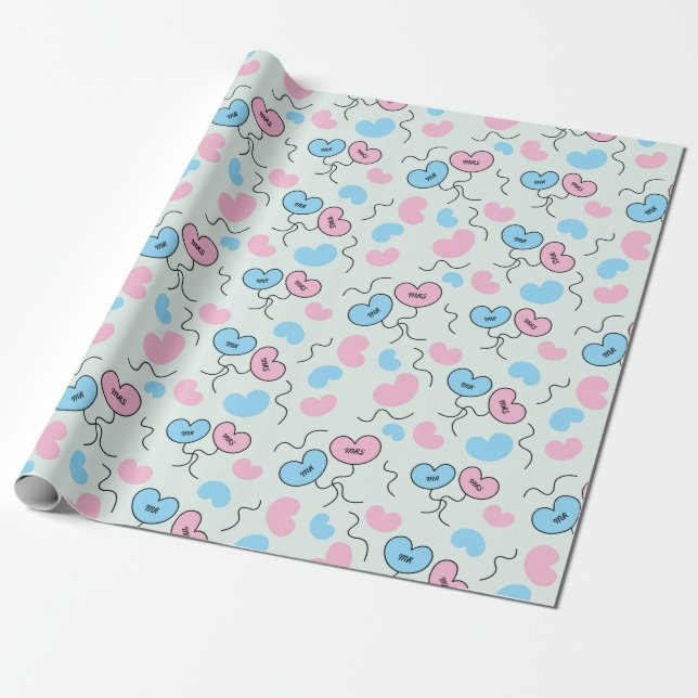 Mr and Mrs Balloons Engagement Party Gift Seamless Wrapping Paper (Unrolled)