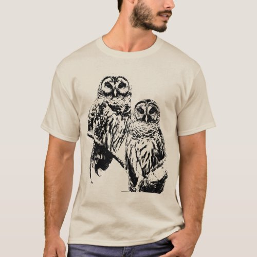 Mr and Mrs Barred Owl _ 2020 _ Black ink T_Shirt