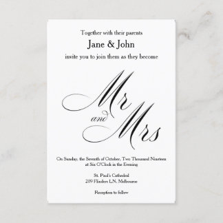 Mr and Mrs Basic Wedding Invitation