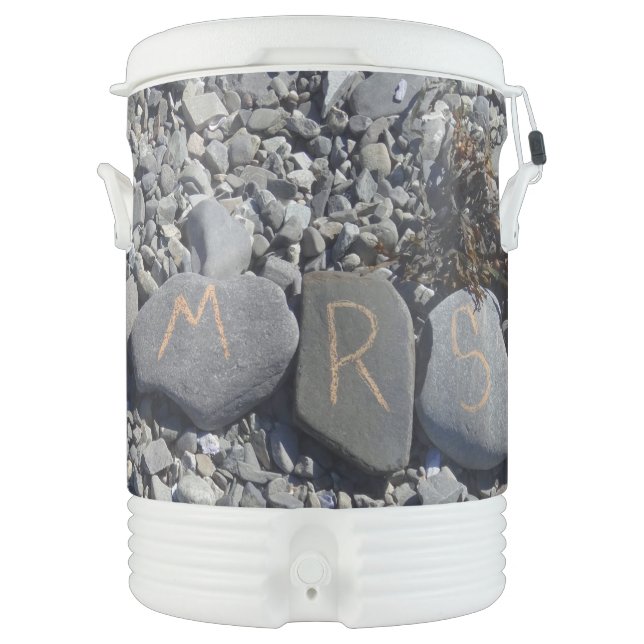 Mr and Mrs Beach Rocks at Bar Harbor Beverage Cooler (Front)