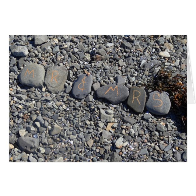 Mr and Mrs Beach Rocks at Bar Harbor Cards (Front Horizontal)