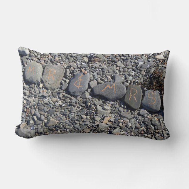 Mr and Mrs Beach Rocks at Bar Harbor Lumbar Pillow (Front)