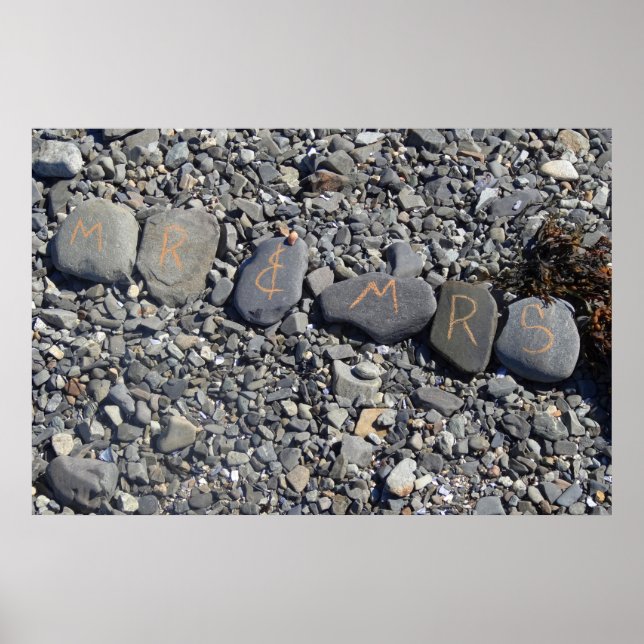 Mr and Mrs Beach Rocks at Bar Harbor Poster (Front)