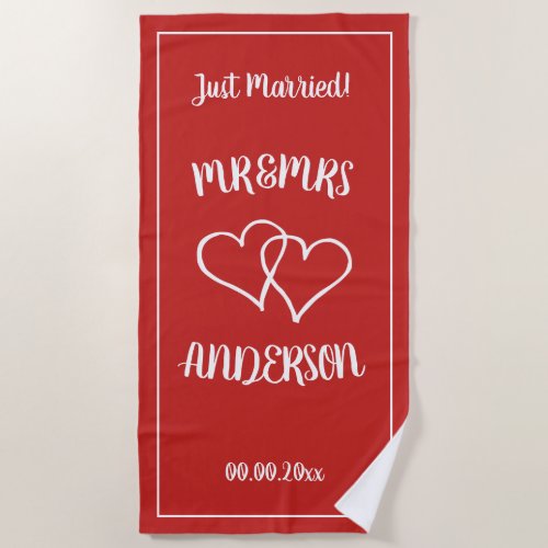 Mr and Mrs beach towel for newly wedded couple