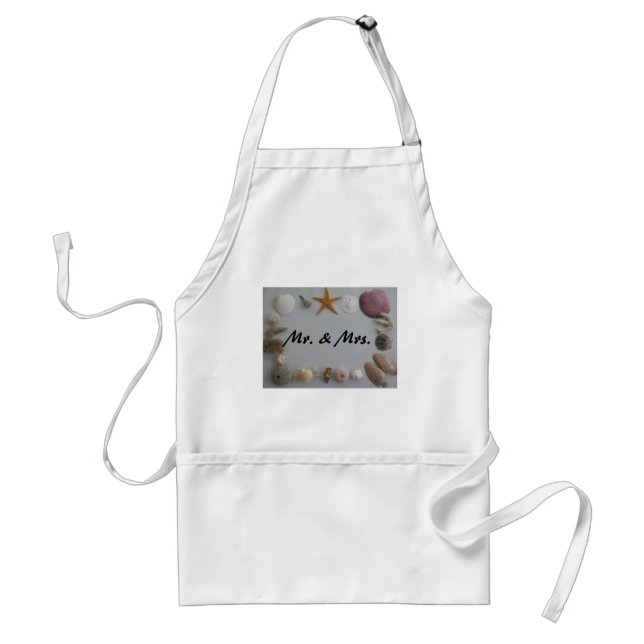 Mr and Mrs Beach Wedding Adult Apron (Front)