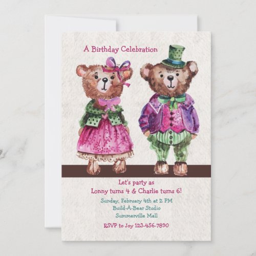 Mr and Mrs Bear Invitation