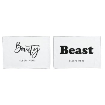 Mr And Mrs Beauty And Beast Couple Pillowcases by BrideO at Zazzle