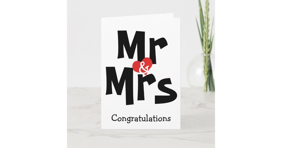 Mr And Mrs Big Bold Text Congratulations Wedding Card ...