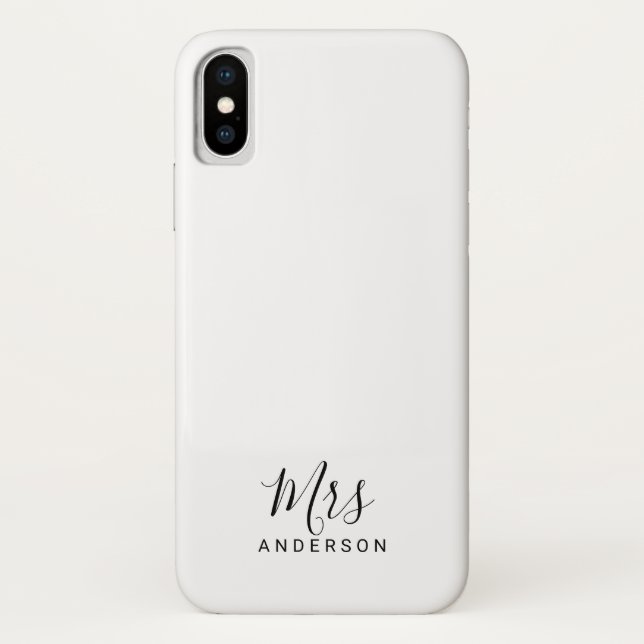 Mr and Mrs | Black and White Modern Script Case-Mate iPhone Case (Back)