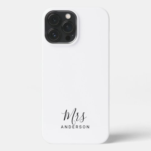 Mr and Mrs  Black and White Modern Script iPhone 13 Pro Max Case