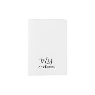 Mr and Mrs Black and White Modern Script Passport Holder