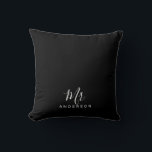 Mr and Mrs | Black and White Modern Script Throw Pillow<br><div class="desc">"Mr and Mrs" Black and White Modern Script Personalized Couple Gift

Perfect as wedding gifts for newlywed,  wedding anniversary gifts,  Valentine's day gifts and gift for any occasions.</div>