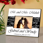 Mr. and Mrs. Black and White Wedding Picture Frame<br><div class="desc">This elegant wedding-themed picture frame provides the ideal place to highlight a favorite wedding or honeymoon photo. The design is simple yet classic and is a fitting tribute to the new Mr. and Mrs. and the joy of their special day. Give this personalized gift to your favorite couple on their...</div>