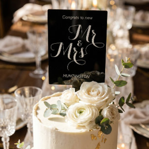Mr and Mrs Black Cake Topper, Mr and Mrs Cake Pick