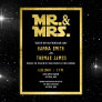 Mr and Mrs Black Gold Sci Fi Theme Wedding Invitation