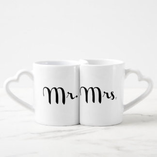 Mr. and Mrs. Black on White Coffee Mug Set