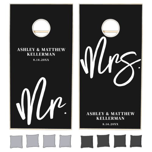 Mr. And Mrs. Black Wedding Cornhole Set