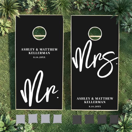 Mr. And Mrs. Black Wedding Cornhole Set