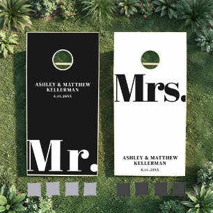 Mr. And Mrs. Black White Wedding Cornhole Set