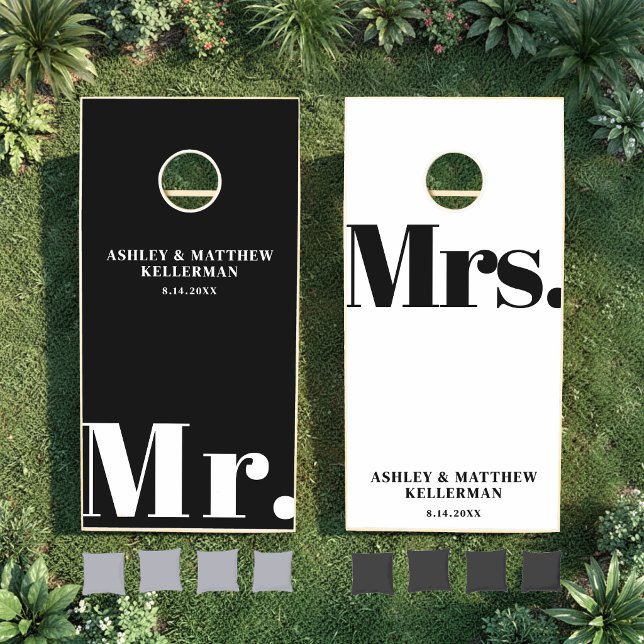 Mr. And Mrs. Black White Wedding Cornhole Set (Mr. And Mrs. Black White Wedding Cornhole Set)
