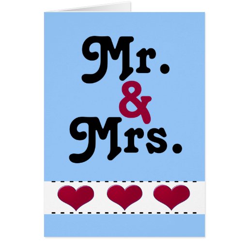 Mr. and Mrs. Blue Congratulations Hearts Card | Zazzle