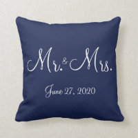 Mr. and Mrs. Blue Nautical Wedding Pillows
