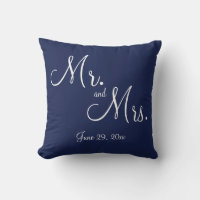 Mr. and Mrs. Blue Nautical Wedding Pillows