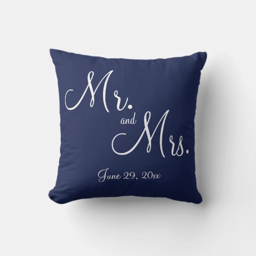 Mr and Mrs Blue Nautical Wedding Pillows