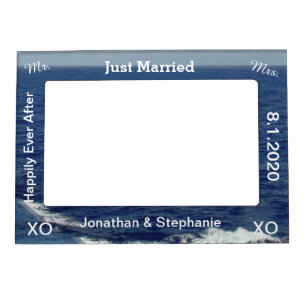Mr. and Mrs. Blue Ocean Waves Magnetic Photo Frame
