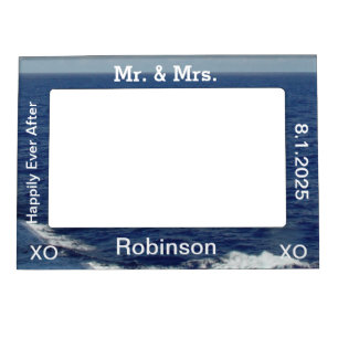 Mr. and Mrs. Blue Ocean Waves Magnetic Photo Frame
