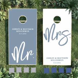 Mr. And Mrs. Blue Wedding Cornhole Set